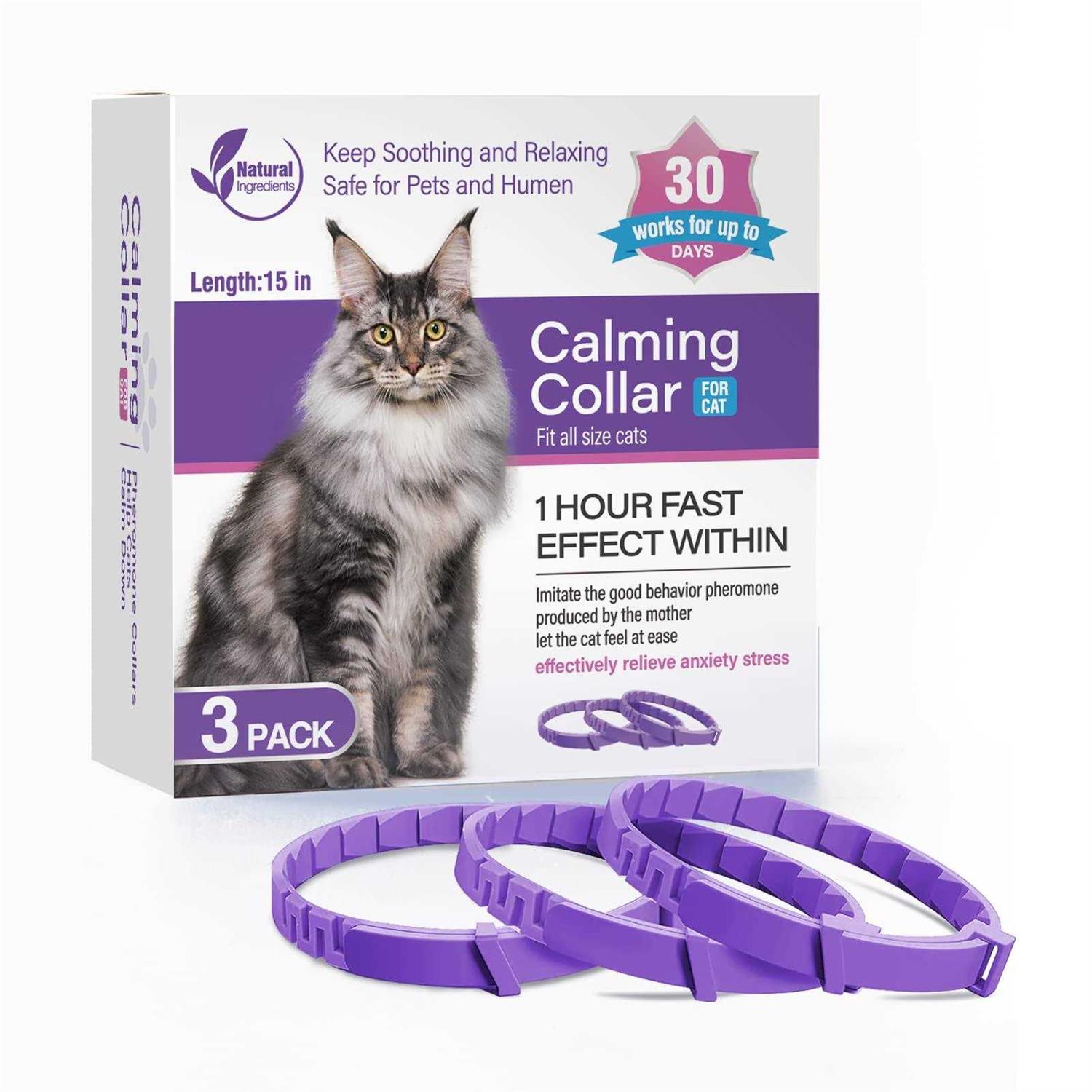 Tcllka 3 Pack Calming Collar Efficient Relieve Reduce Anxiety Stress Pheromones Calm Relaxing Comfortable Breakaway - Healthber