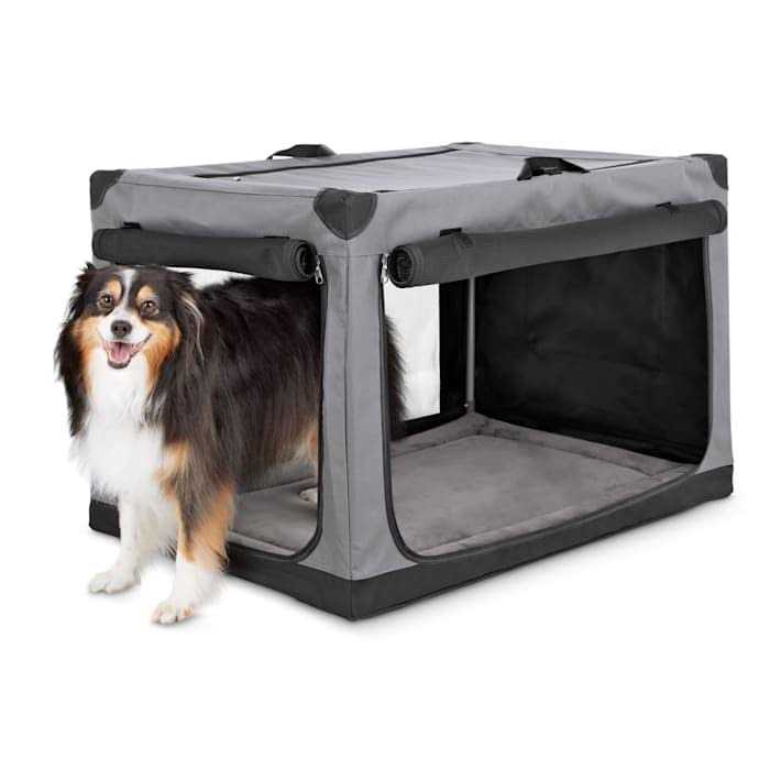 EveryYay Essentials Portable Canvas Dark Grey Dog Crate - Healthber