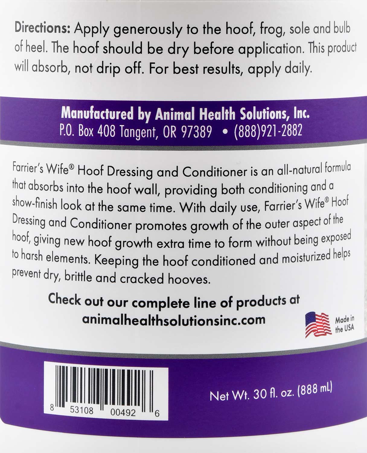 Farrier's Wife Hoof Dressing, 30 oz - Healthber