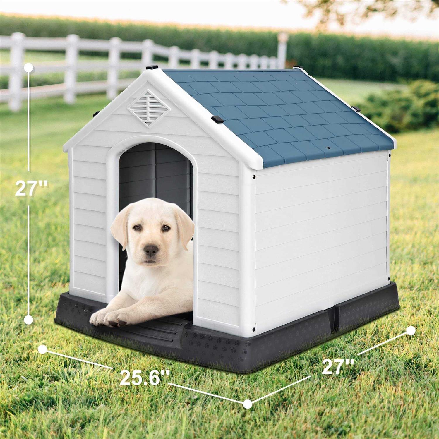 ZENY Plastic Dog House Waterproof Dog Kennel with Air Vents and Elevated Floor All Weather Indoor Outdoor Insulated Doghouse Puppy Shelter - Healthber