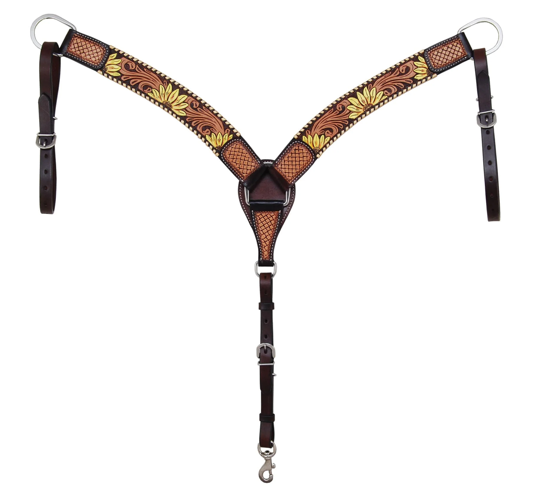 Rafter T Painted Sunflower Roper Breast Collar - Healthber