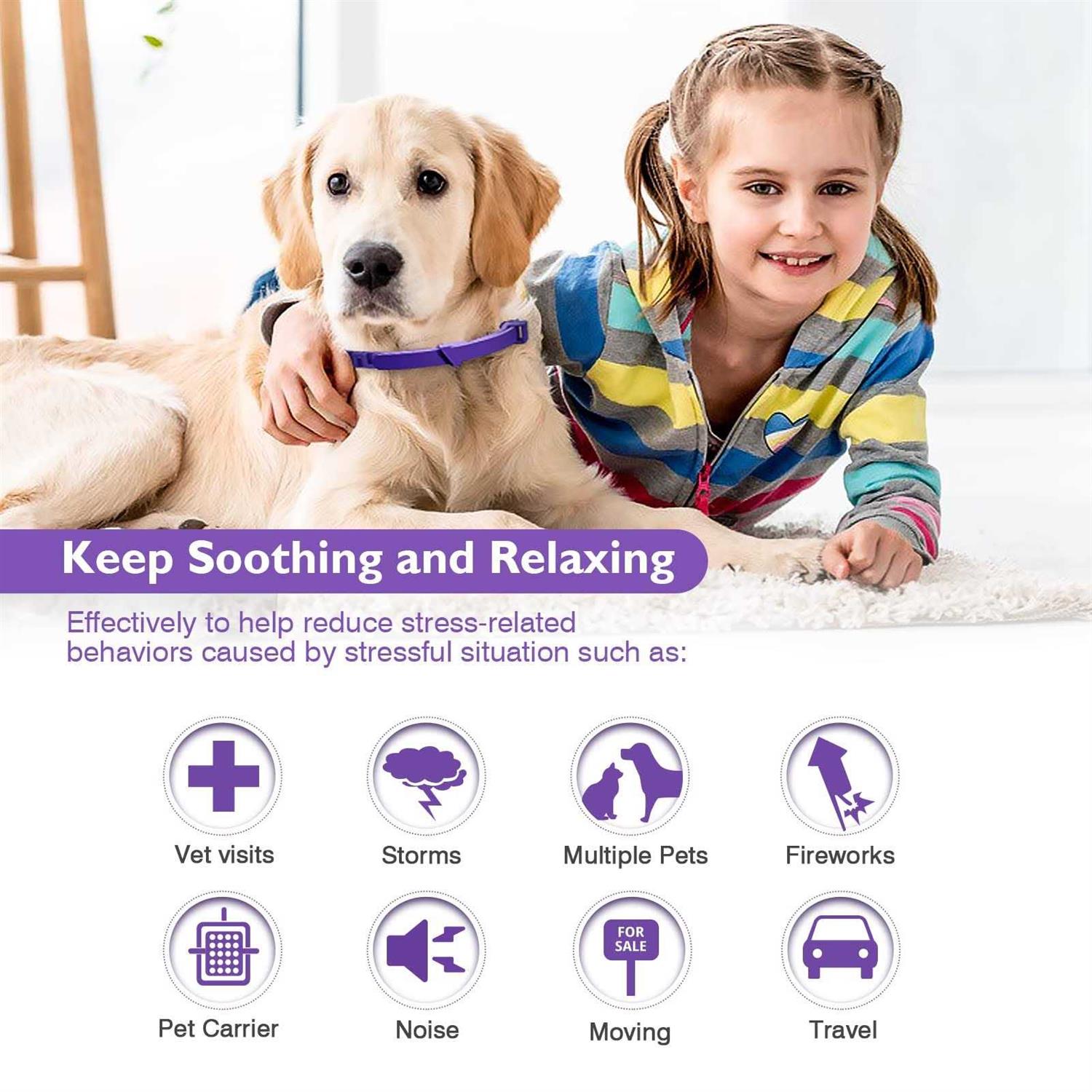 Dogs Calming Pheromones Collar 3 Packs Lasts 60 Days Relieve Reduce Anxiety or Stress 25 Inches Adjustable Relaxing Comfortable Collar Breakaway - Healthber