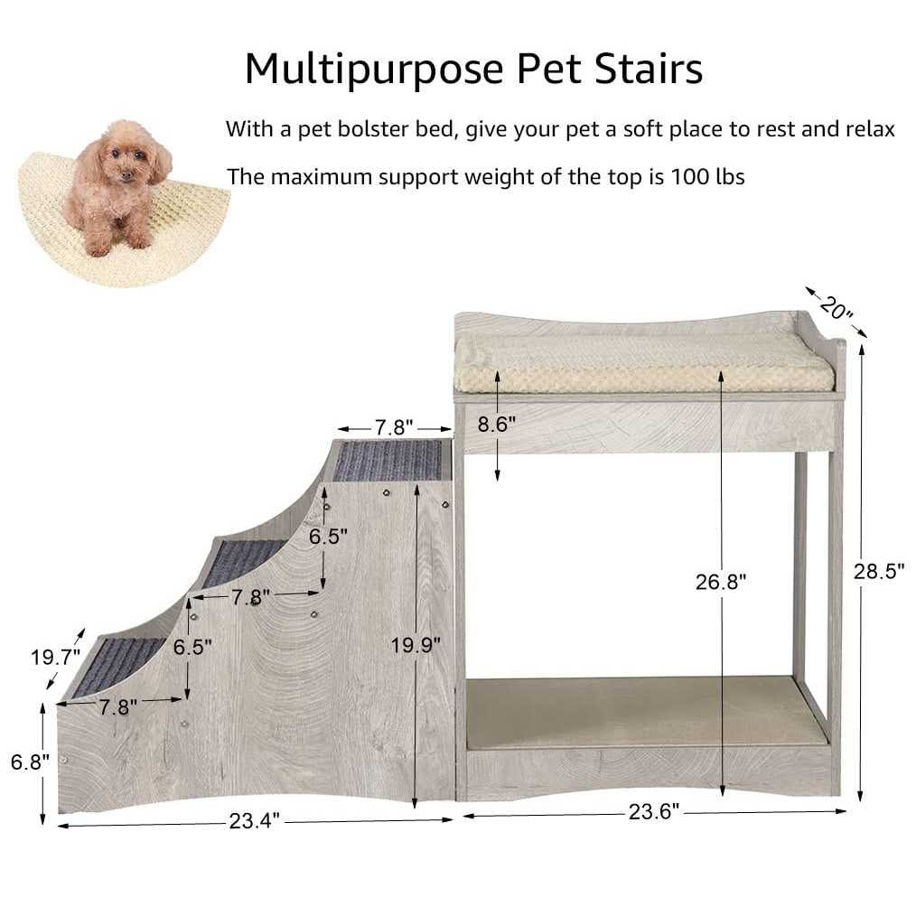 Unipaws Pet Bunk Bed with Removable Step for Dogs and Cats - Healthber