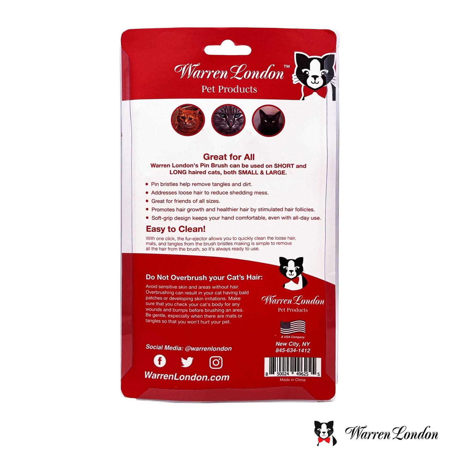 Warren London Cat De-Tangling Pin Brush for Grooming & Shedding - Healthber
