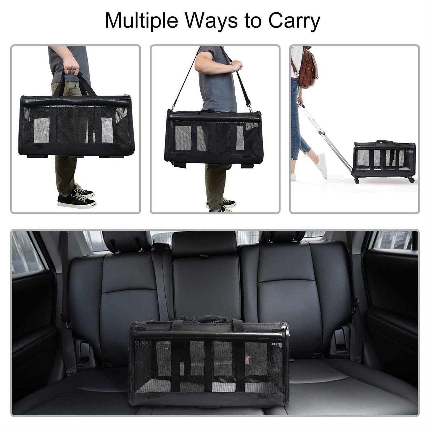 LIONROGE Double-Compartment Pet Rolling Carrier with Wheels for 2 Pets,Cat Rolling Carrier for 2 Cats,Super Ventilated Design,Ideal for Traveling - Healthber