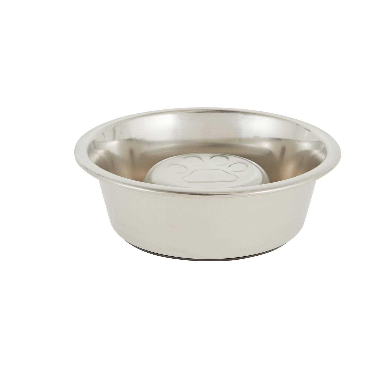 Top Paw Print Stainless Steel Slow Feed Dog Bowl - Healthber