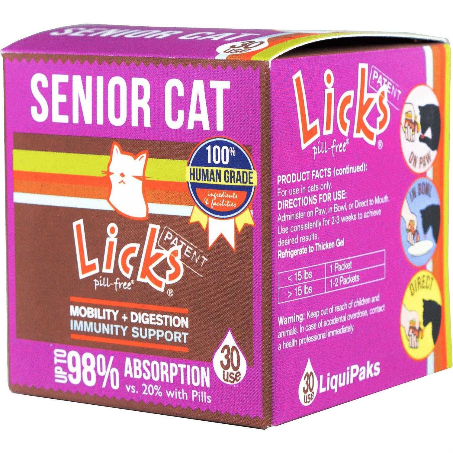 Licks Pill-Free Senior Cat Joint Support & Digestion Supplement for Senior Cats - Healthber