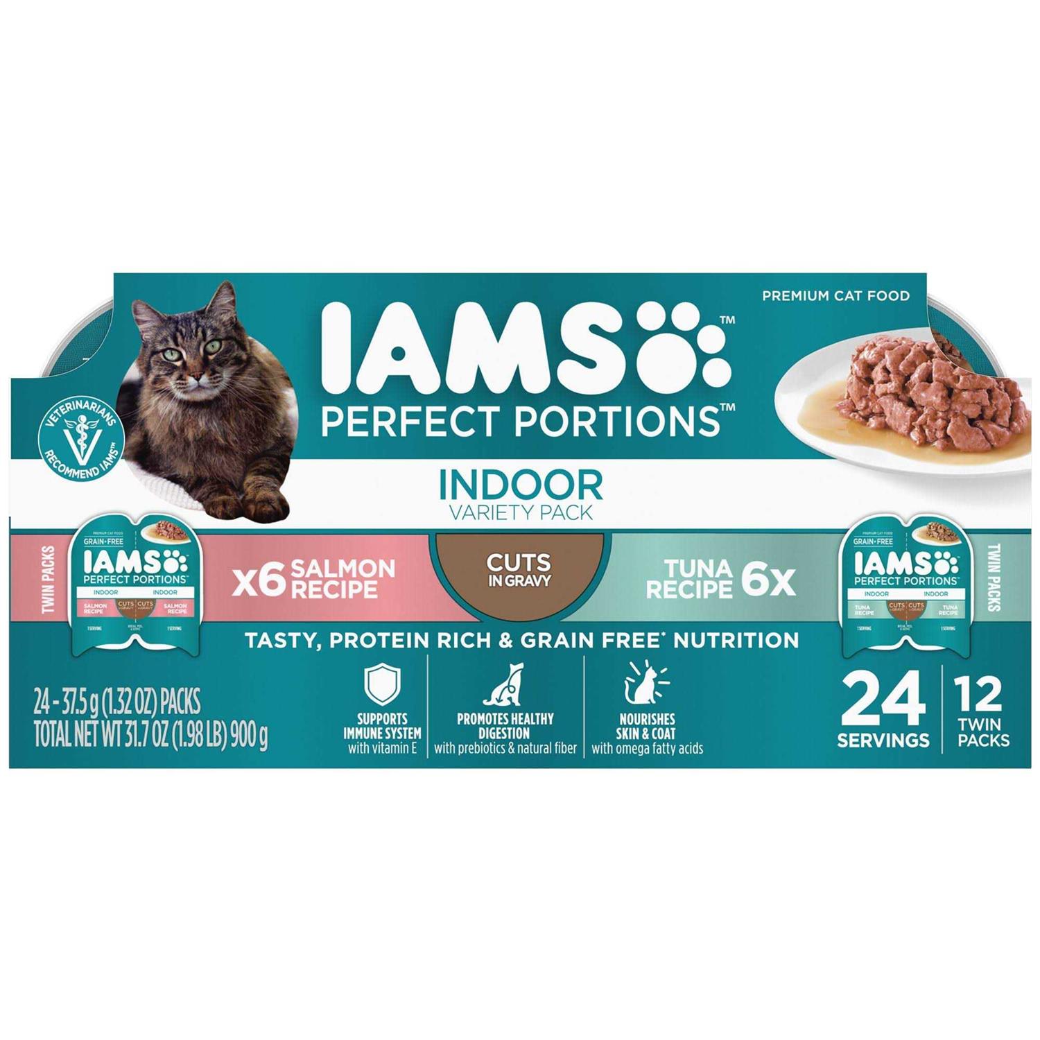 Iams Perfect Portions Indoor Grain Free Wet Cat Food Cuts in Gravy Tuna Recipe - Healthber