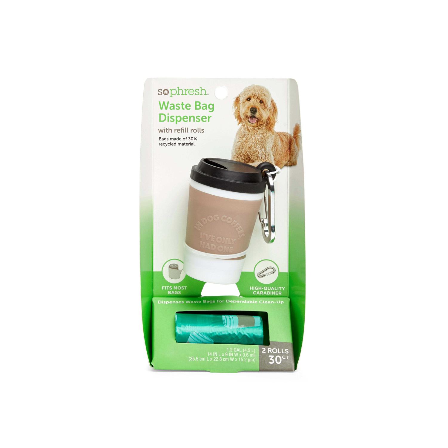 So Phresh Coffee Cup Dog Waste Bag Dispenser with Refill Rolls - Healthber