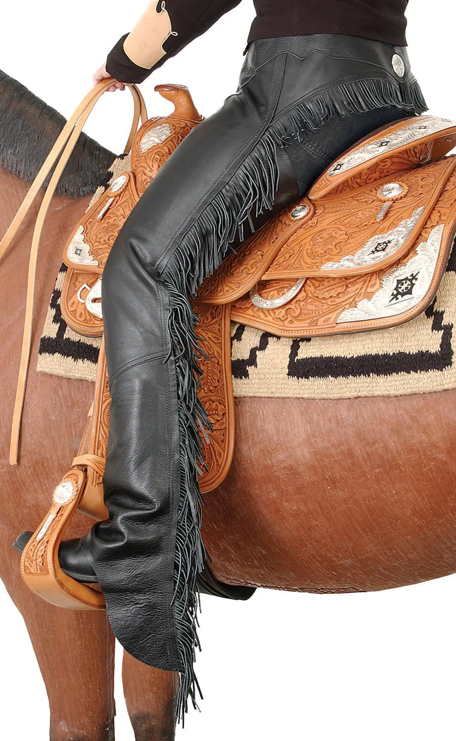 Smooth Leather Chaps with Fringe - Healthber