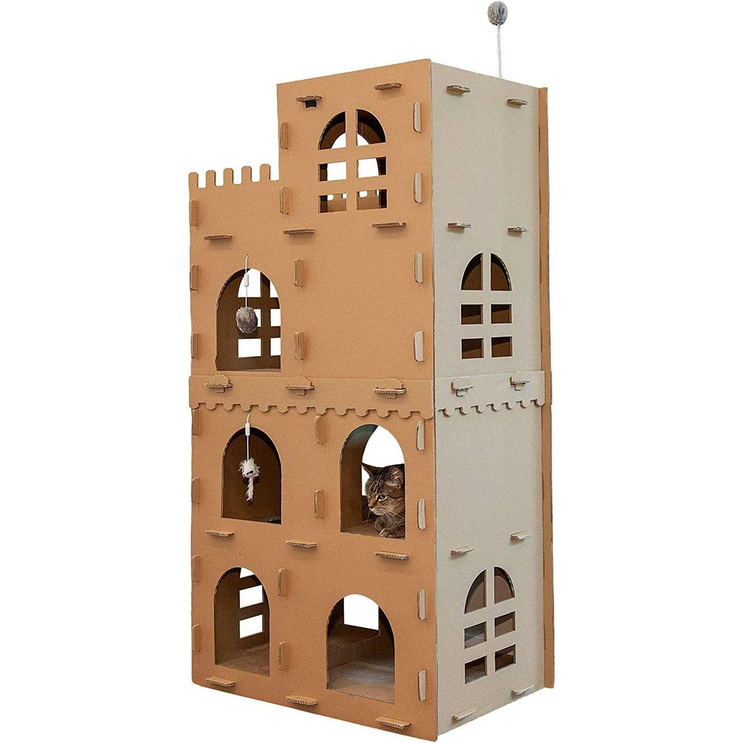 FurHaven Corrugated Cat Scratcher House with Catnip - Healthber