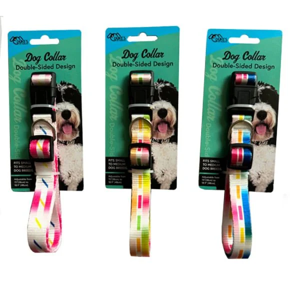 Dog Collar Double-Sided Design Print, Assorted Patterns, 15
