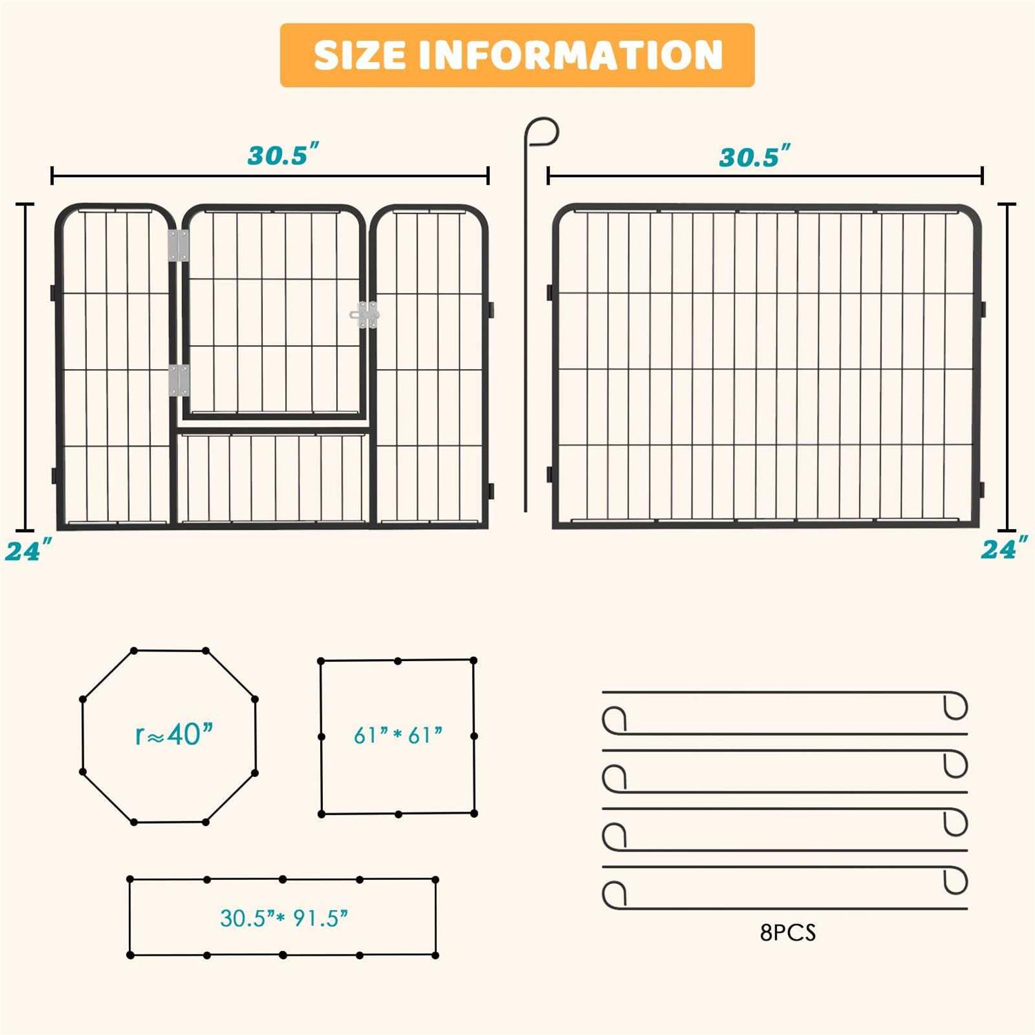 OFIKA Heavy Duty Metal Dog Playpen for medium/small Animals Panels 32 Width - Healthber