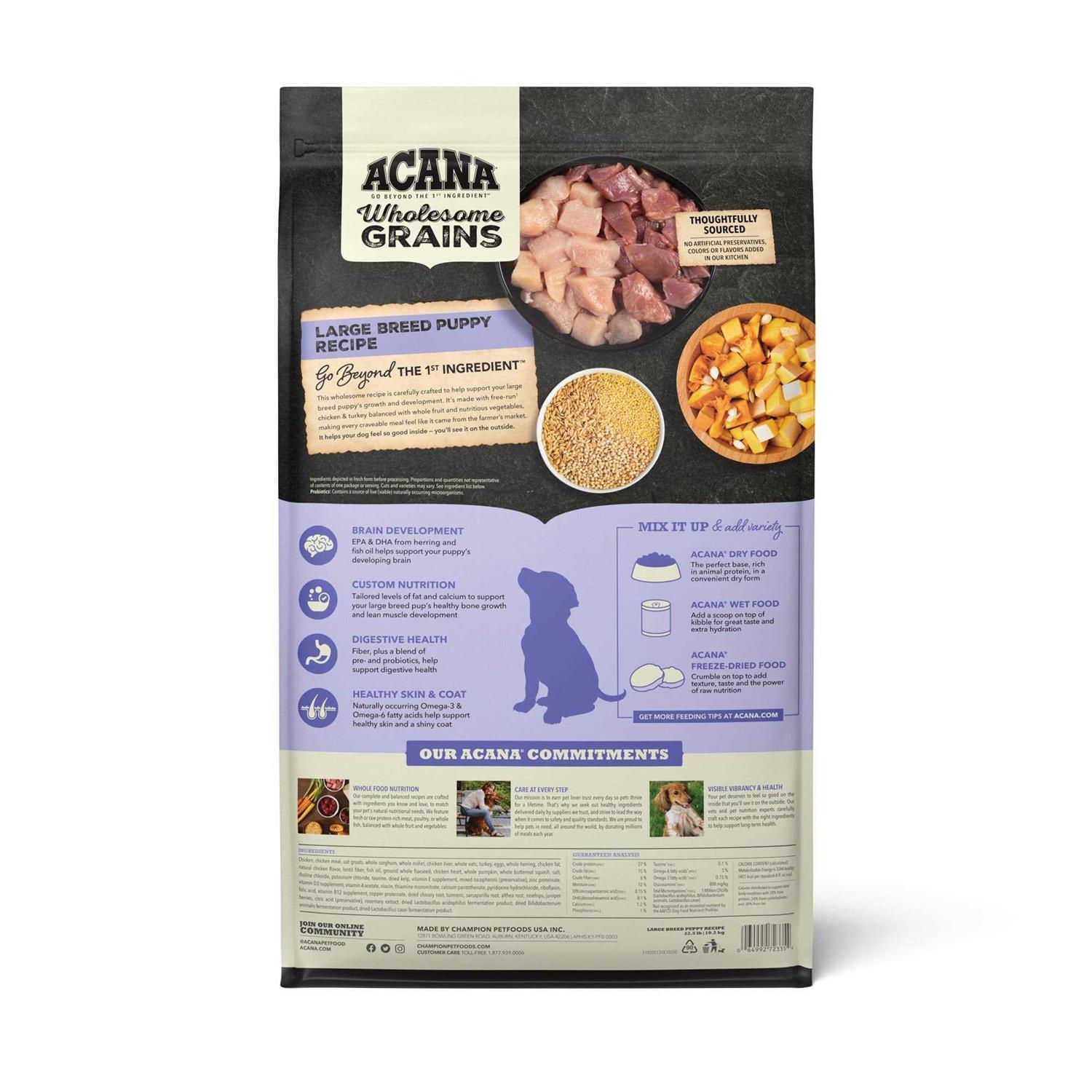 Acana Wholesome Grains Puppy Recipe Dry Dog Food - Healthber
