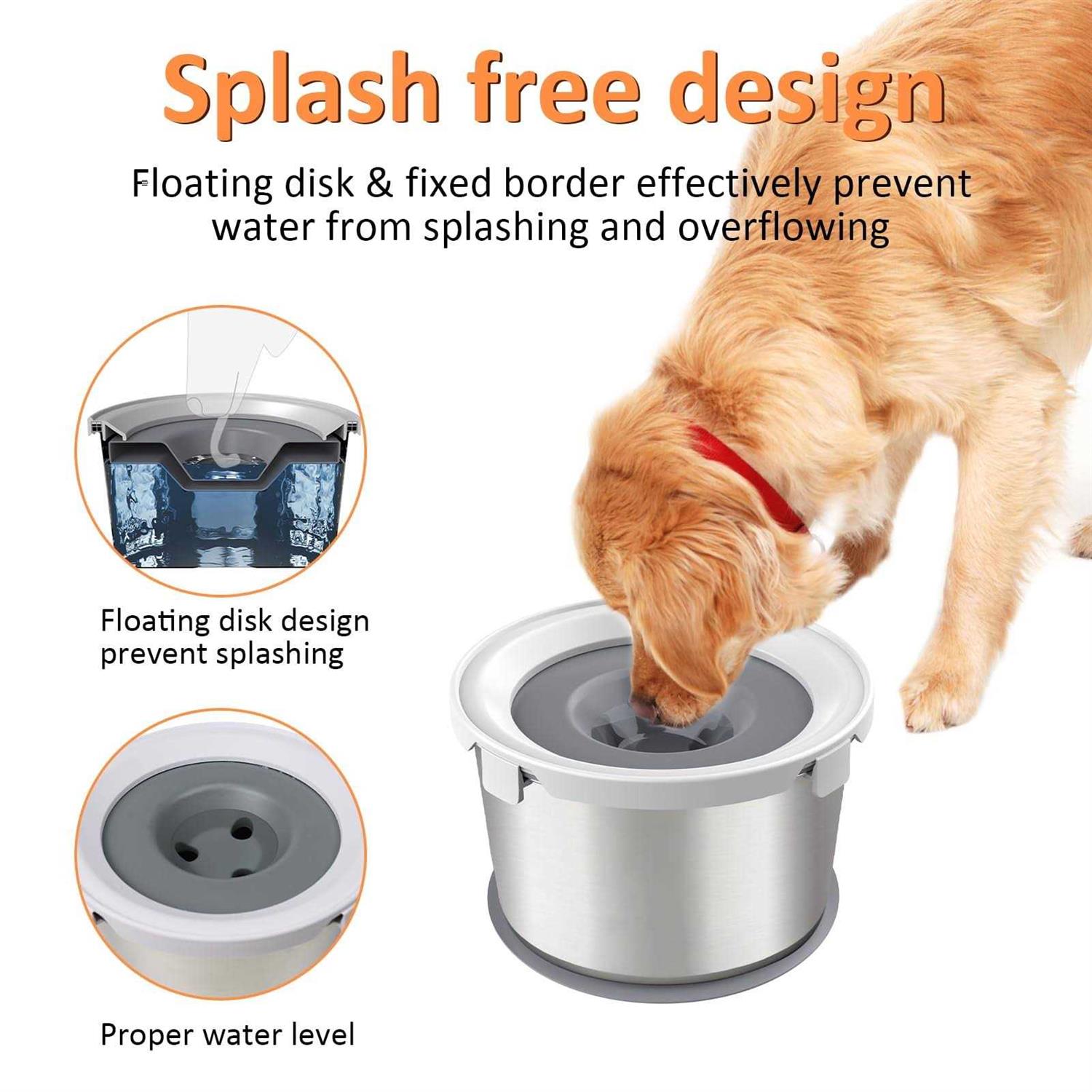 lidlok 4.4L Dog Water Bowl 1.1 Gallon No Spill Stainless Steel Dog Bowls Slow Water Feeder - Healthber