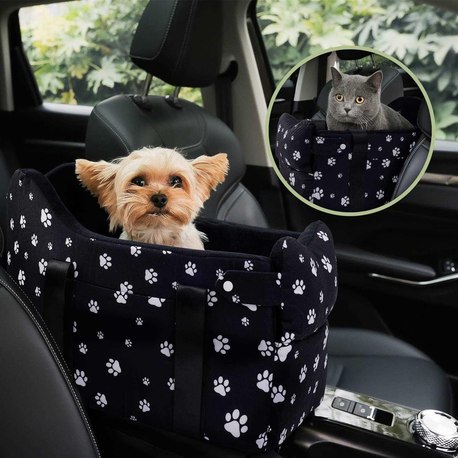 Cullaby Small Dog Car Seat Center Console for Small Dogs Under 15 lbs, Dog Booster Car Seat, Safe and Comfortable Pet Car Seat P - Healthber