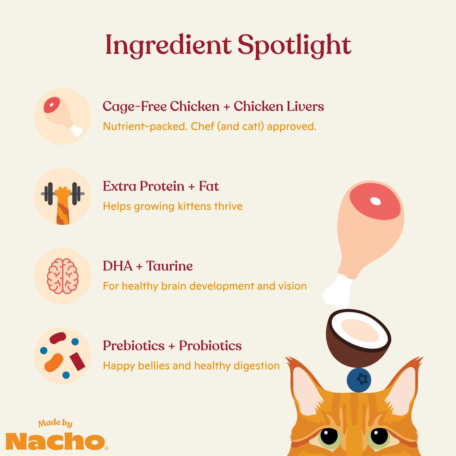 Made by Nacho Cage-Free Chicken Chicken Liver & Bone Broth Recipe Kittens Dry Cat Food - Healthber