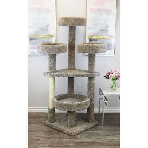 Maine Coon Tower Cat Condo Prestige Cat Trees Color: Gray/Beige/Taupe - Healthber