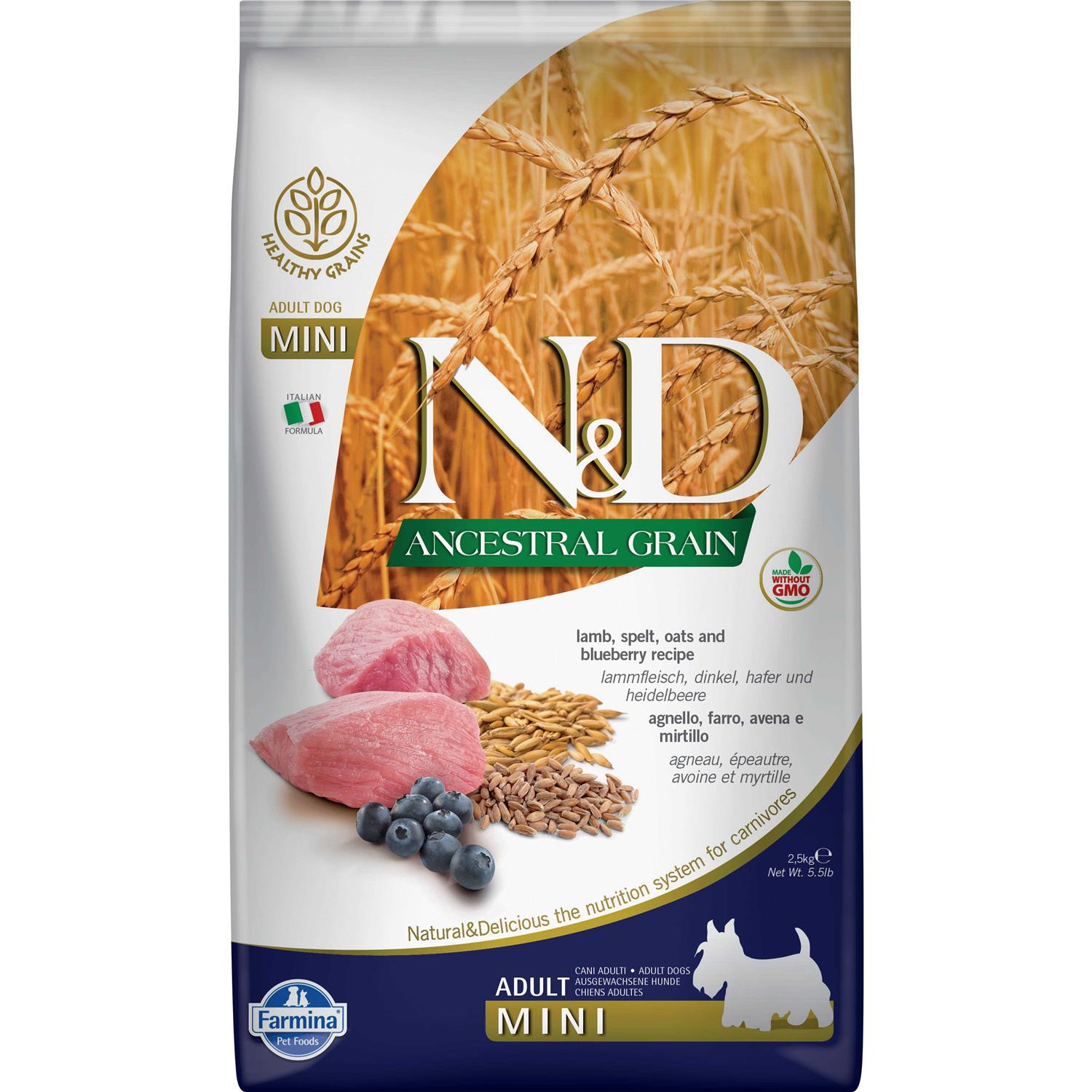 Farmina N&D Ancestral Grain Lamb & Blueberry Mini Adult Dry Dog Food - Healthber