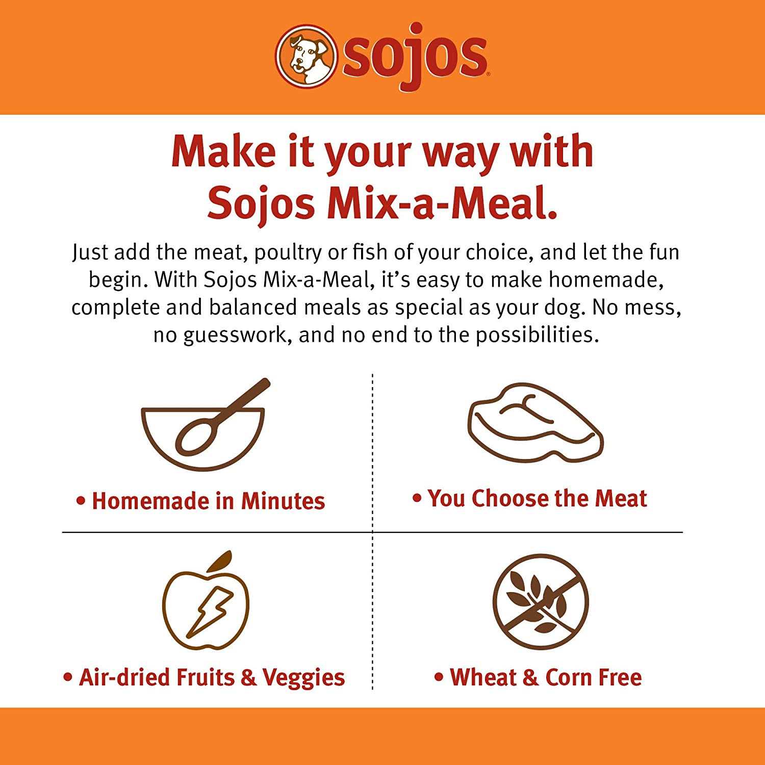 Sojos Mix-A-Meal Fruit & Veggie Pre-Mix Grain-Free Dog Food - Healthber