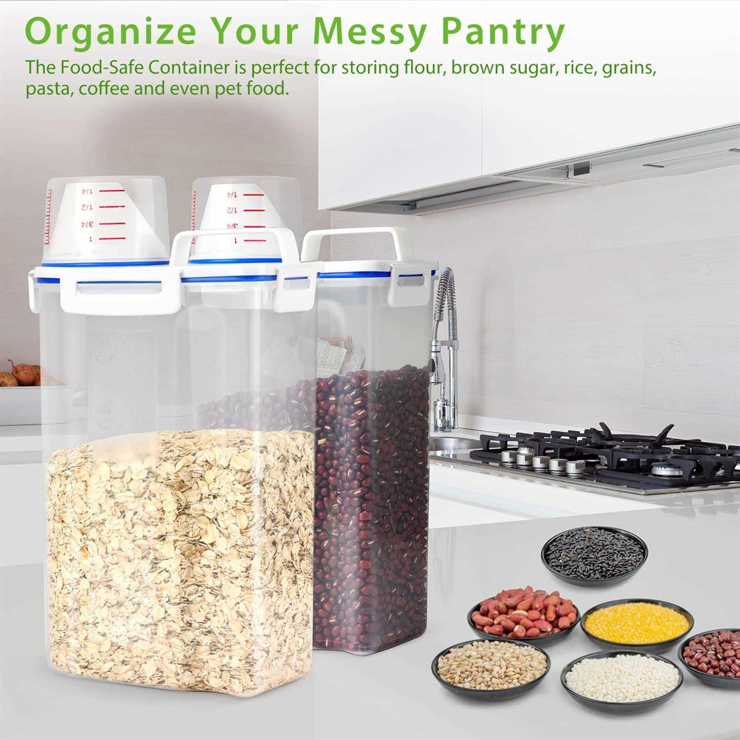 Viretec Rice Airtight Storage Container 3 to 5lbs Cereal Dry Food Flour Bin - Healthber