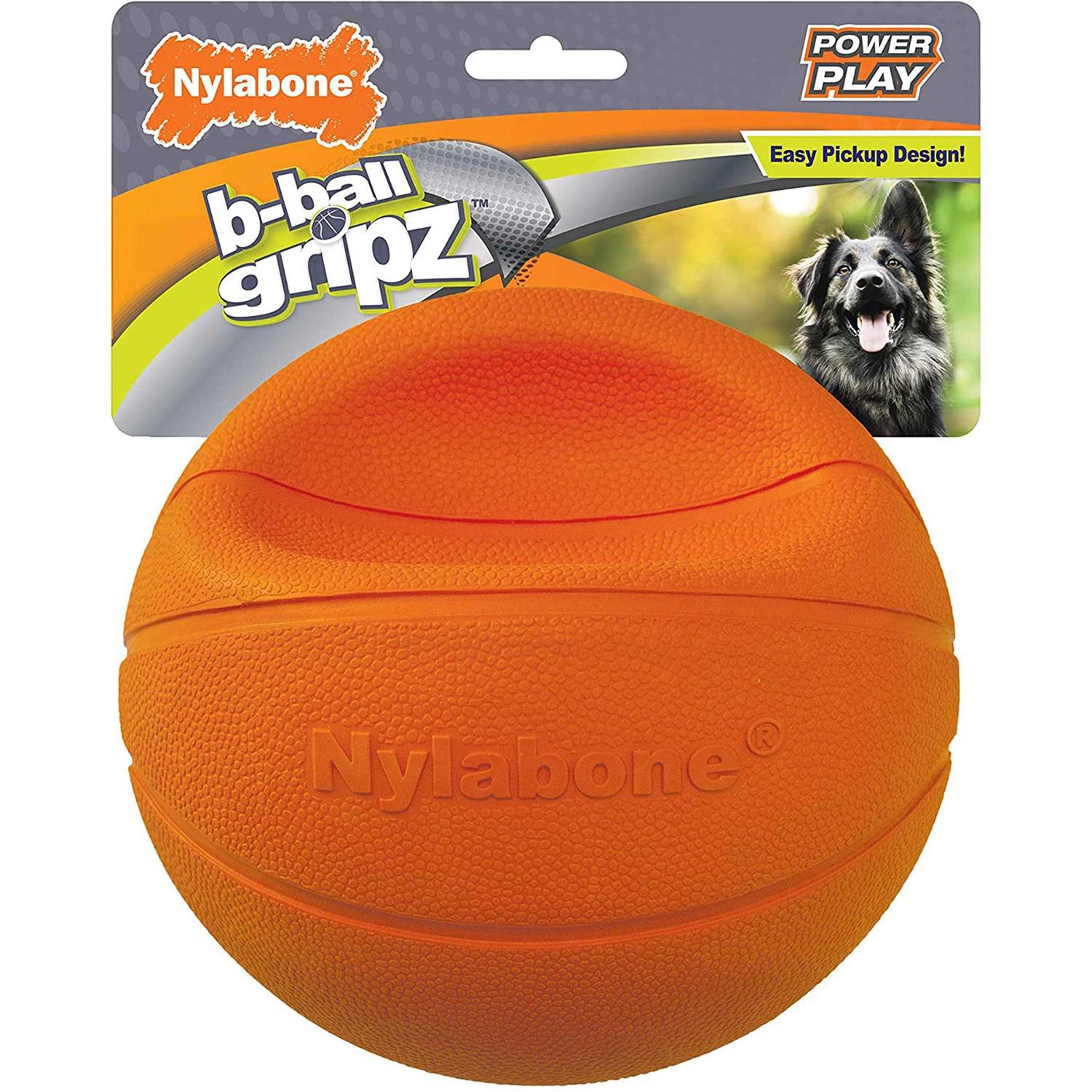 Nylabone Power Play Basketball B-Ball Gripz Dog Toy - Healthber