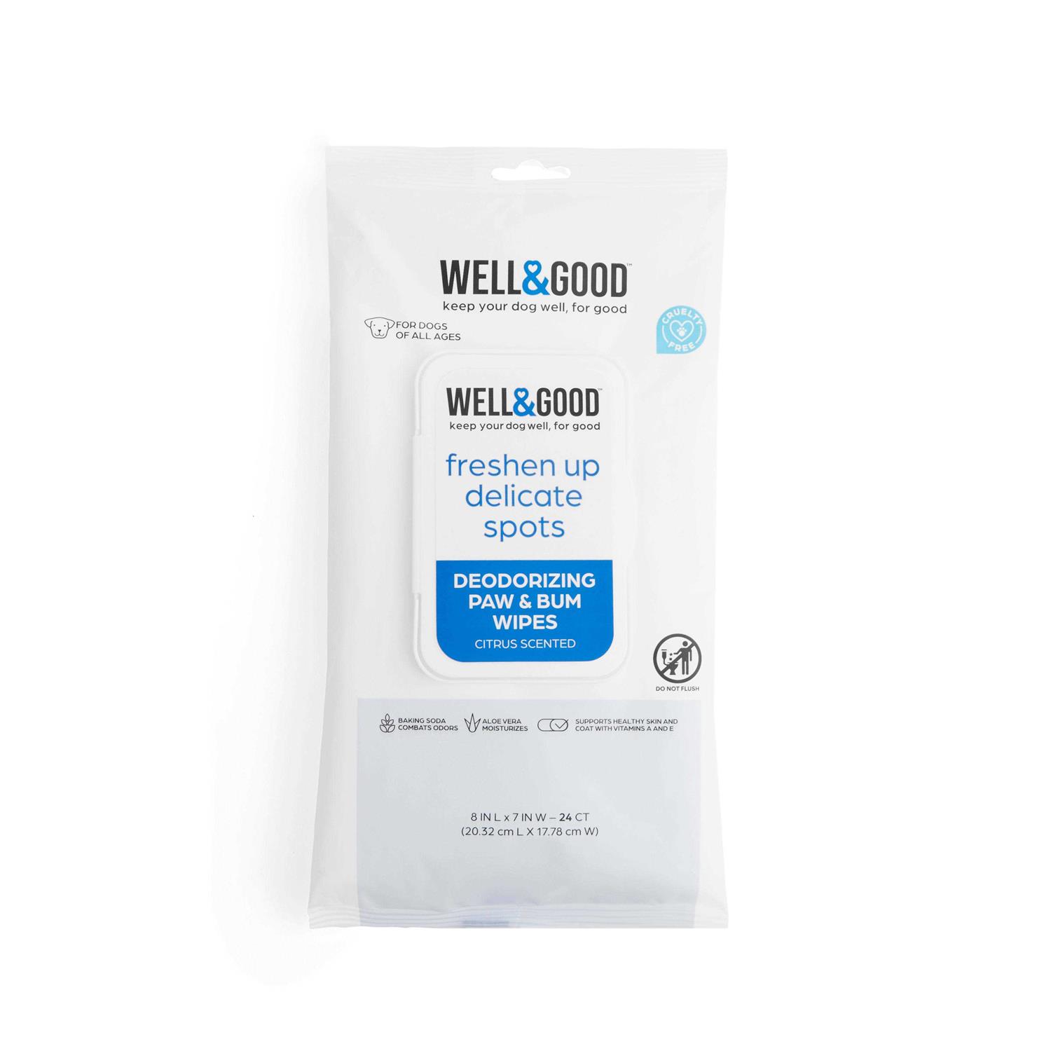 Well & Good Deodorizing Paw and Bum Wipes - Healthber