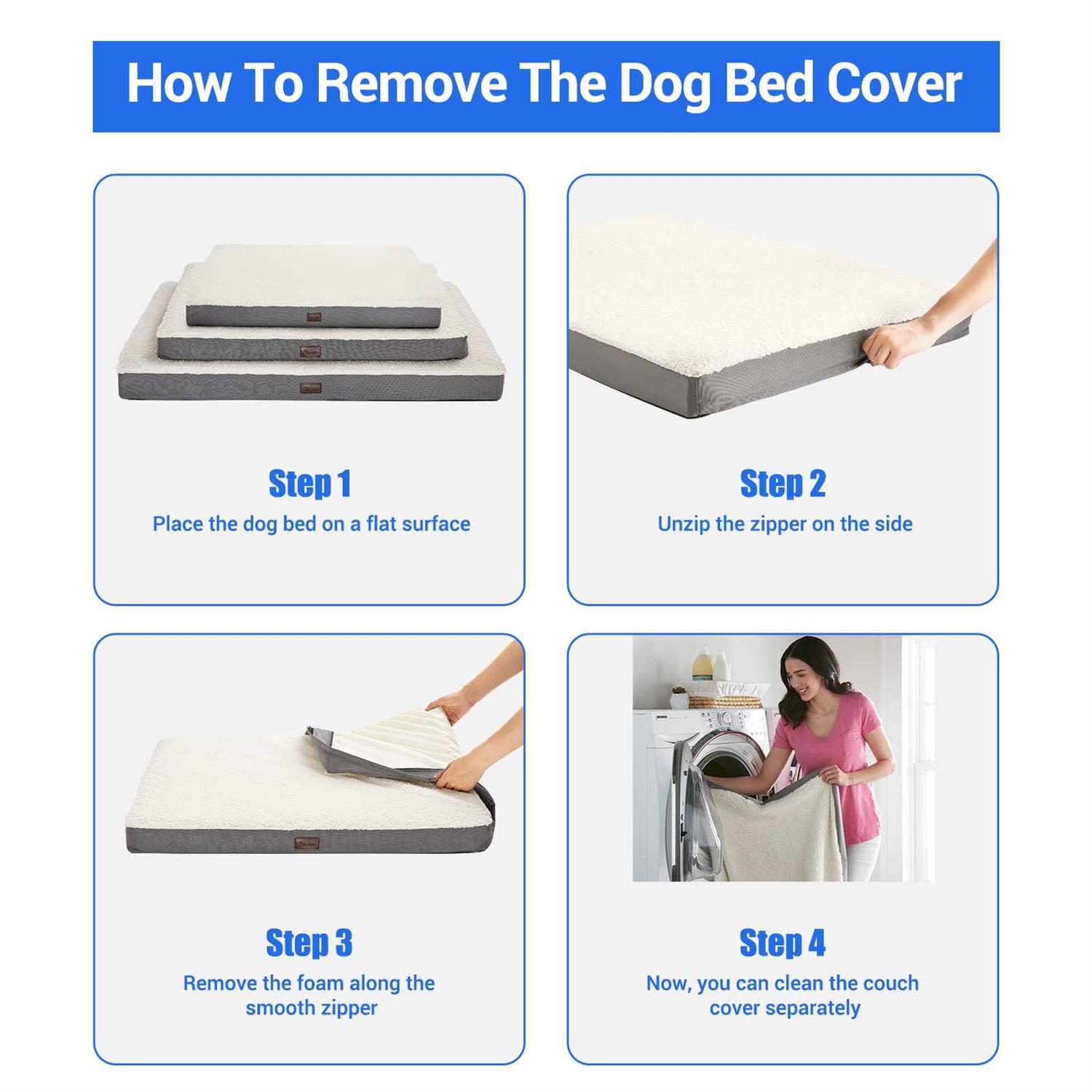 OhGeni Orthopedic Dog Beds for Large Dogs,Dog Bed with Plush Egg Foam Support and Non-Slip Bottom, Waterproof and Machine Washable Removable Pet Bed - Healthber