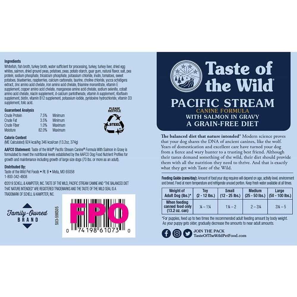 Taste of the Wild Pacific Stream Canned Dog Food, 13.2-oz, case of 12 - Healthber