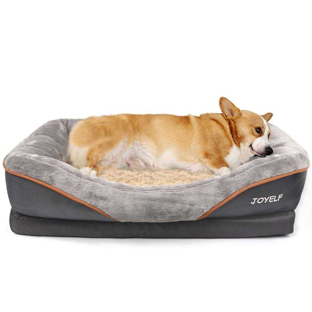 Joyelf Large Memory Foam Dog Bed, Orthopedic Dog Bed & Sofa with Removable Washable Cover and Squeaker Toy as Gift - Healthber