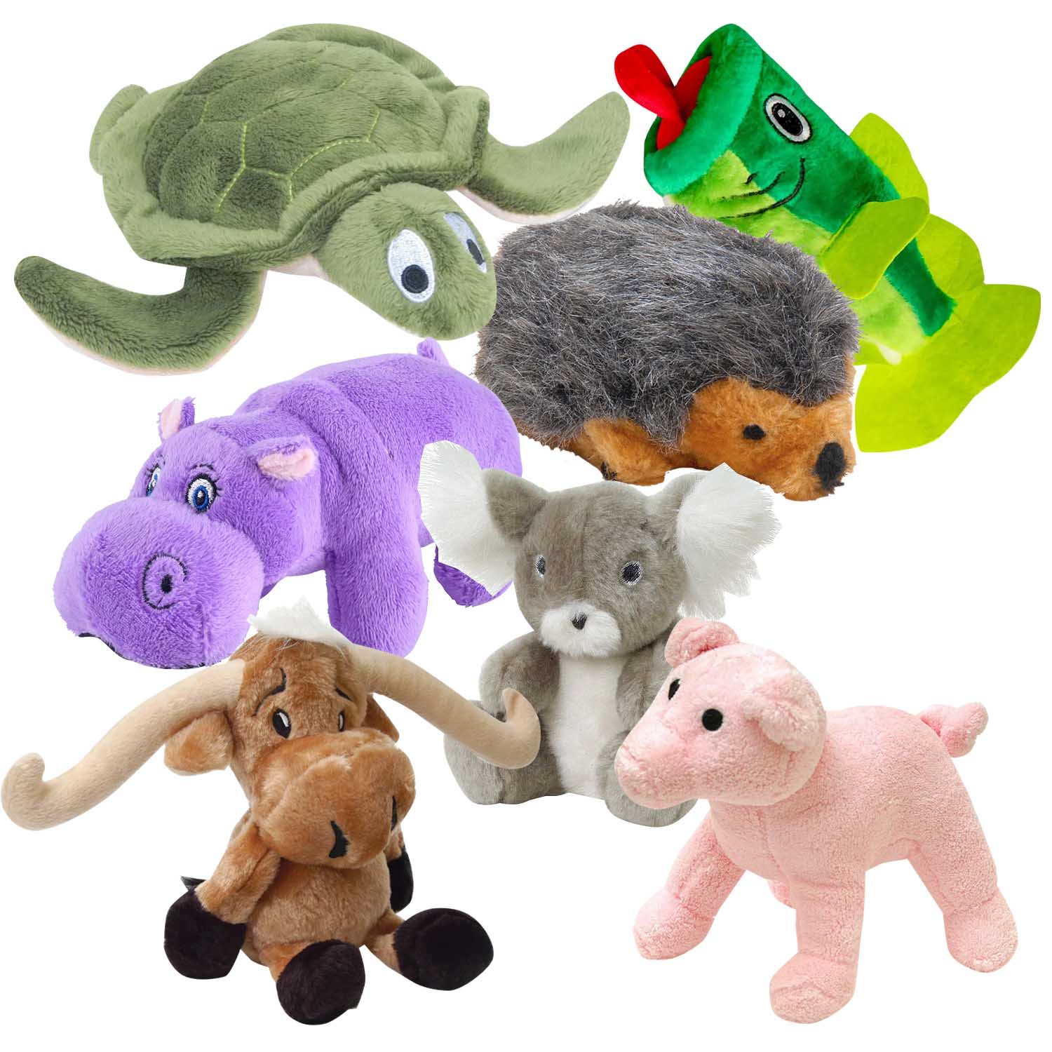 Plush Animals Share the Love Squeaker Dog Toys, 7 Piece Kit - Healthber