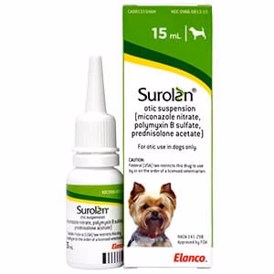 Rx Surolan Otic Suspension for Dogs, 15ml Bottle - Healthber