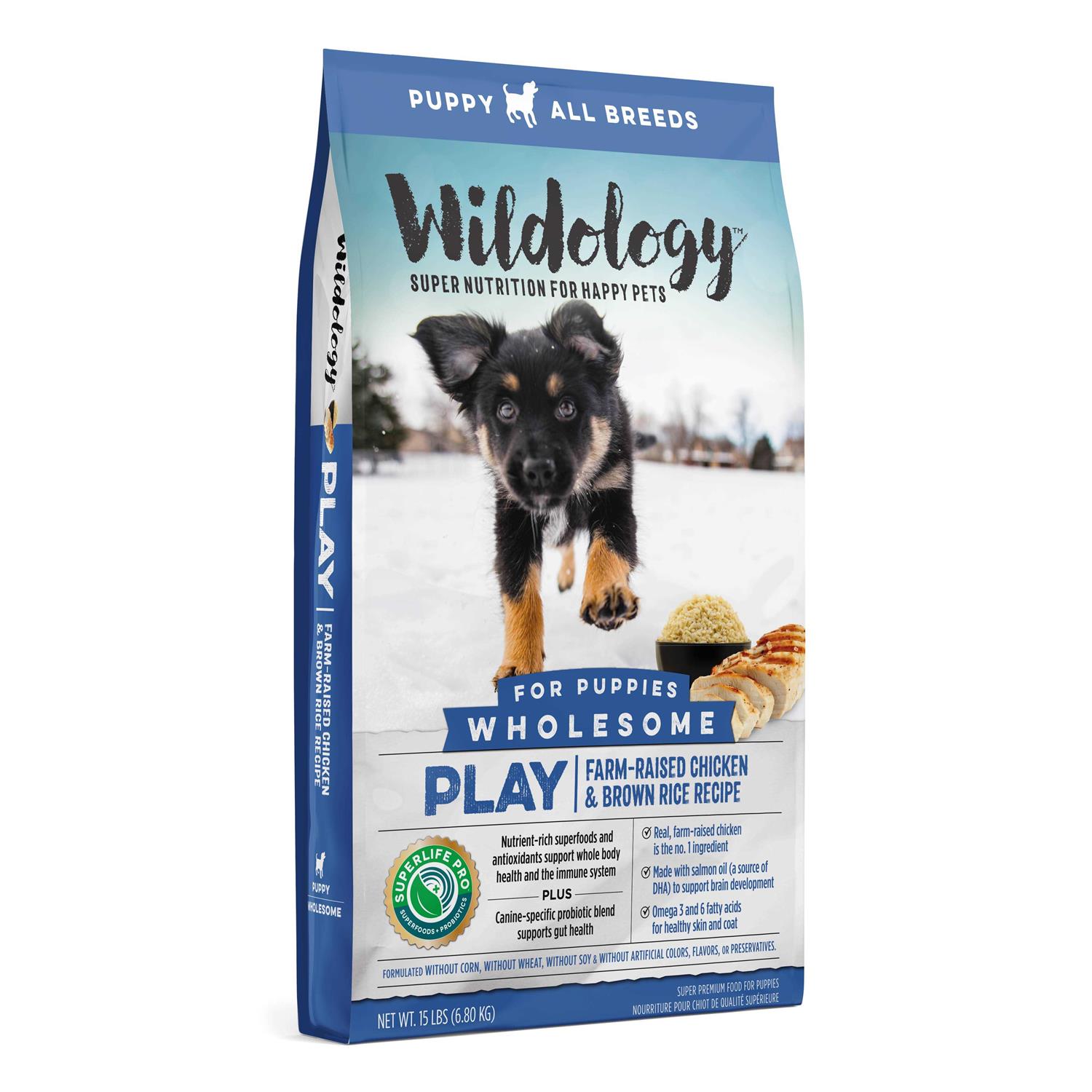 Wildology Play Farm-Raised Chicken & Brown Rice Recipe Puppy Food - Healthber