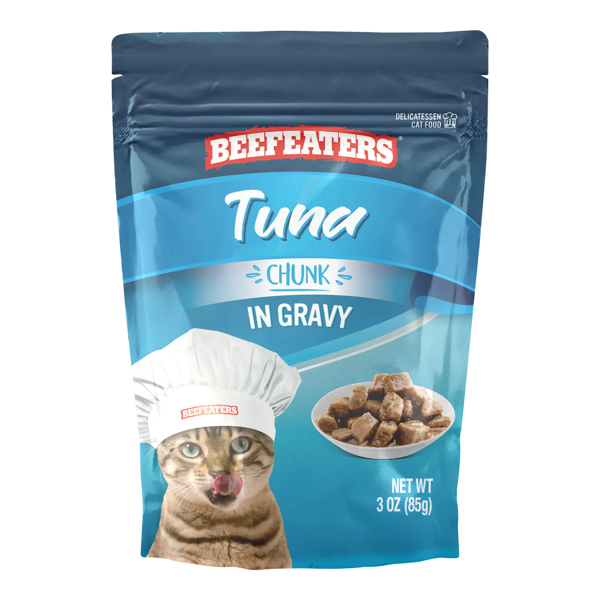 Beefeaters Wet Cat Food Pouch, Tuna Chunk in Gravy, 3 oz, Case of 24 - Healthber
