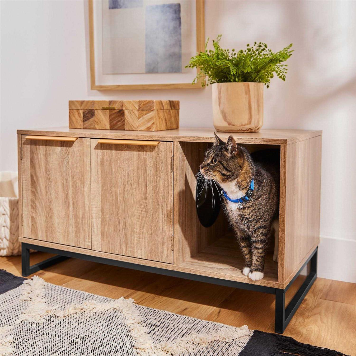 Frisco Walkway Entrance Two Door Bench Cat Litter Box Cover - Healthber