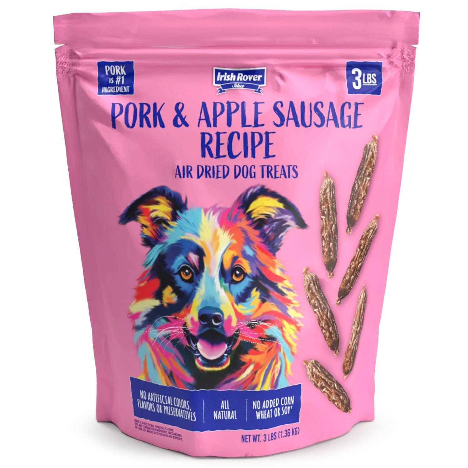 Irish Rover Pork and Apple Sausage Air Dried Dog Treats - Healthber