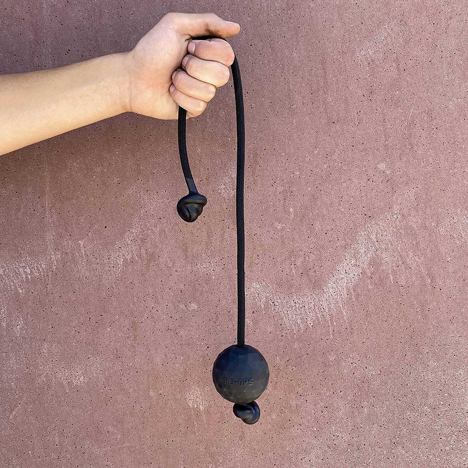 K9 Ops Dog Ball on a Rope moki Tug Toy Solid Rubber Fetch Training Reward - Healthber