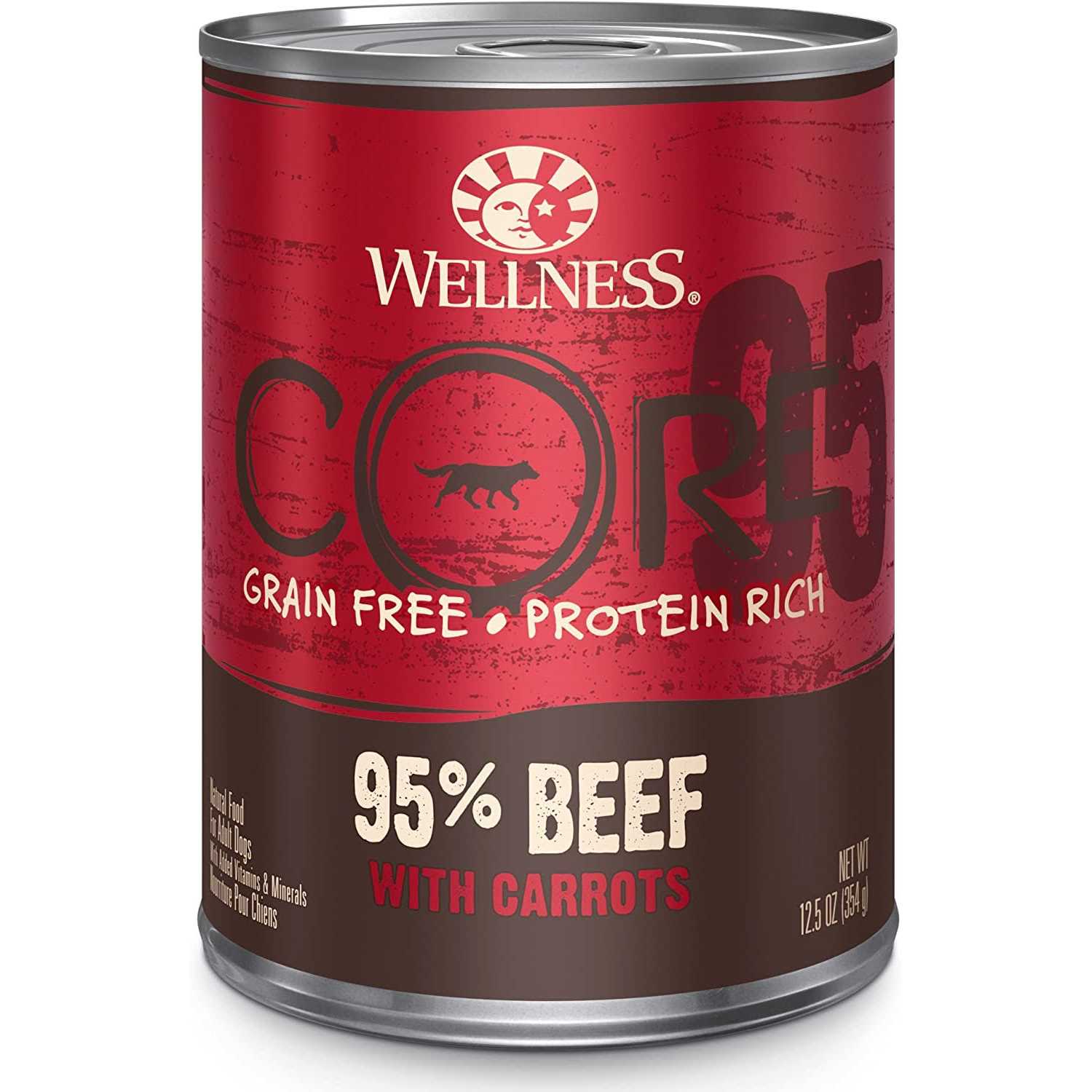 Wellness CORE Grain Free Natural 95% Beef and Carrots Recipe Wet Canned Dog Food - Healthber