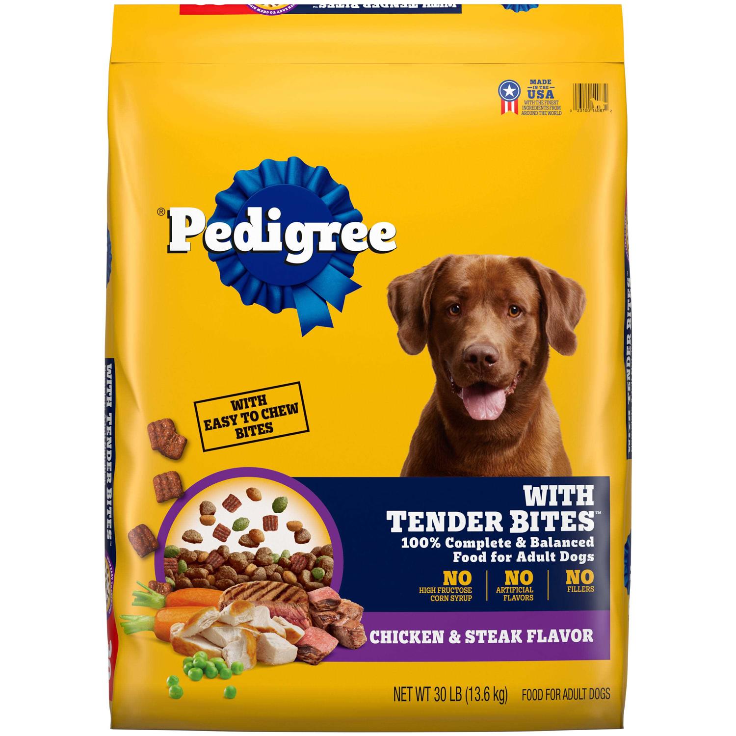 Pedigree Tender Bites Adult Dry Dog Food Chicken and Steak - Healthber