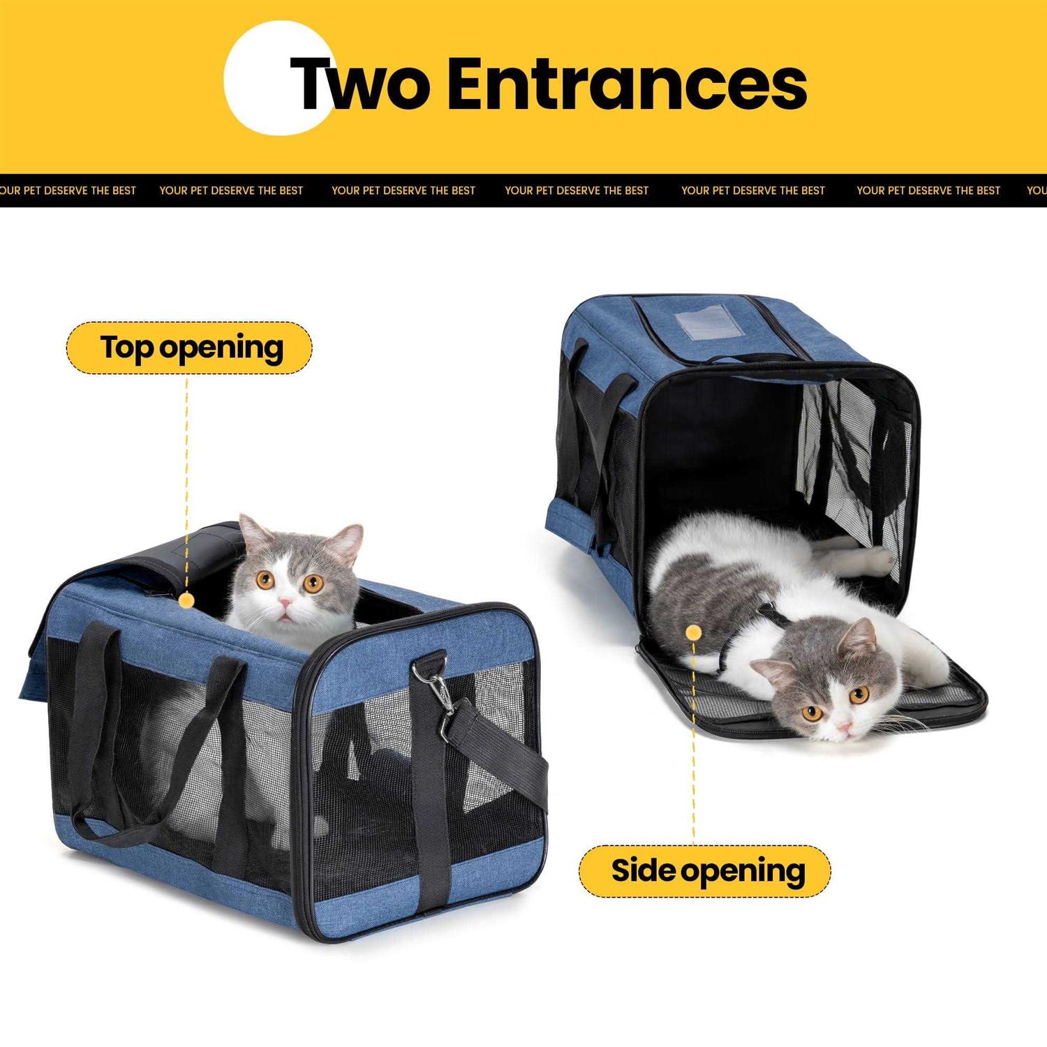 Conlun Cat Carrier Airline Approved Soft-Sided Dog Carrier with Inner Safety Leash - Healthber