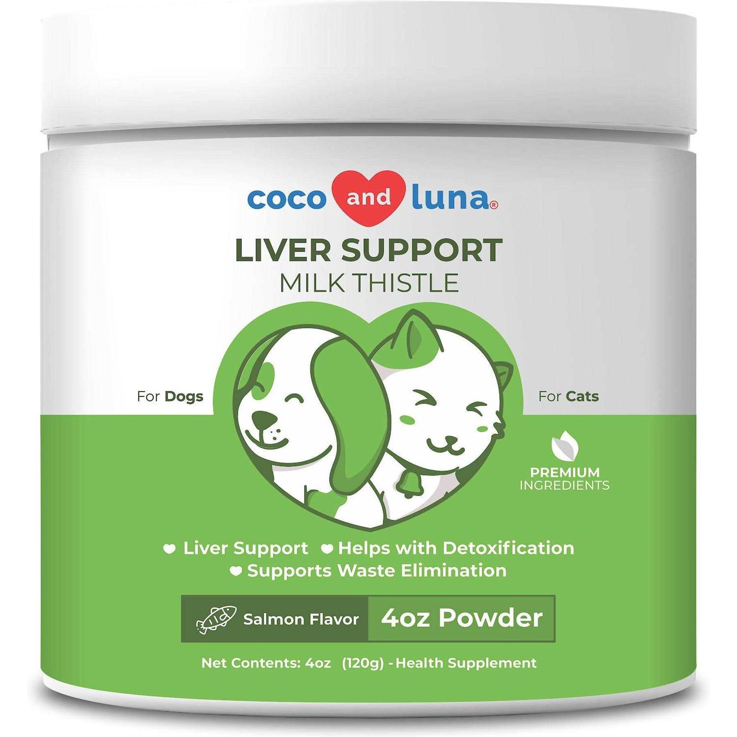 Coco and Luna Milk Thistle for Cats 4oz Powder Natural Liver Support for Cats - Healthber
