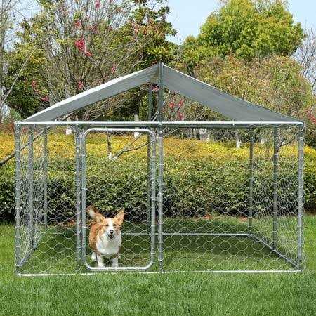 Lvuyoyo Outdoor Dog Kennel Heavy Duty Dog House with Water Resistant Cover Secure Lock Mesh - Healthber