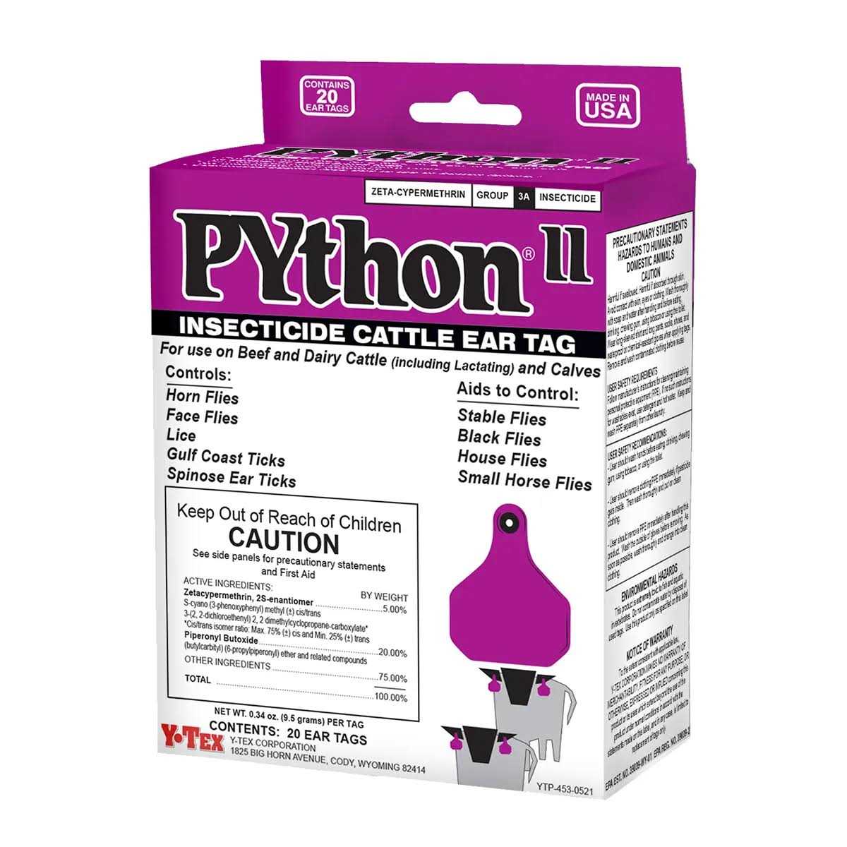Python II Insecticide Cattle Ear Tags - Healthber