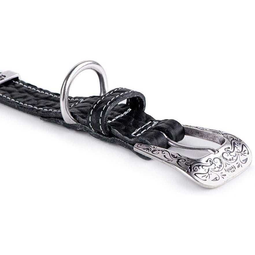 MyFamily El Paso Genuine Embossed Italian Leather Dog Collar - Healthber
