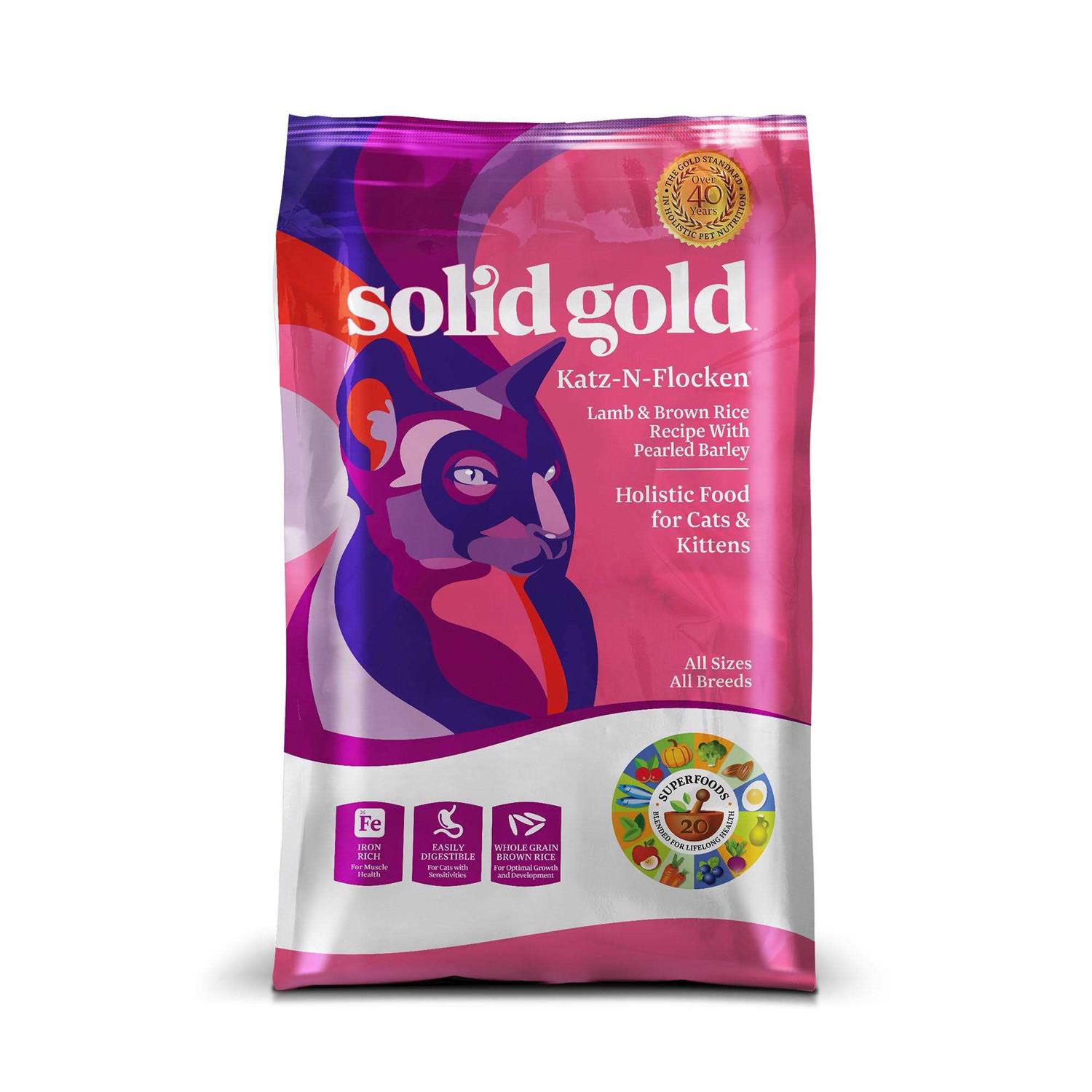 Solid Gold Katz-N-Flocken Lamb & Brown Rice Dry Cat Food - Healthber