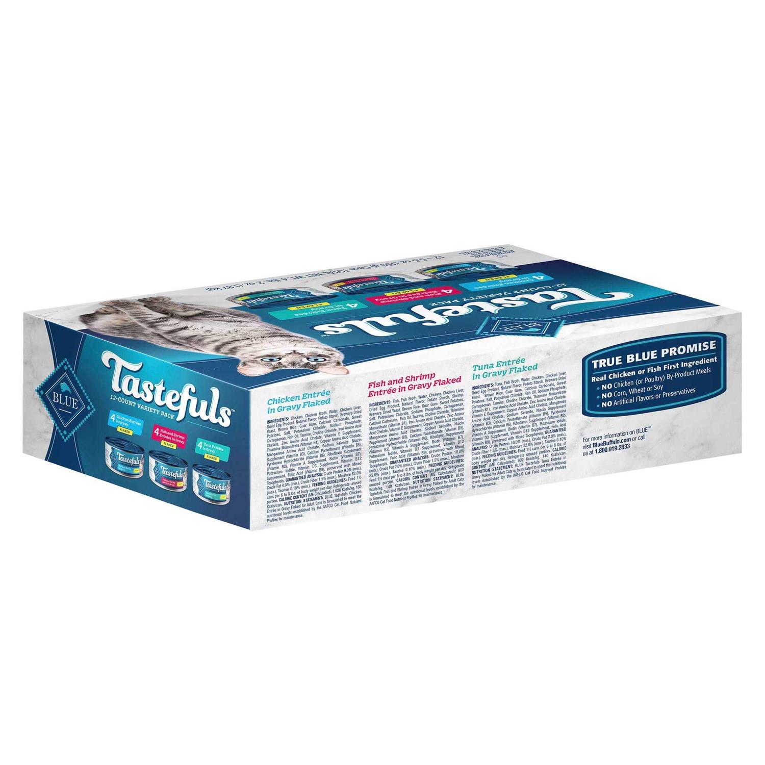 Blue Buffalo Tastefuls Tuna, Chicken and Fish/Shrimp Flaked Variety Pack Wet Cat Food - Healthber