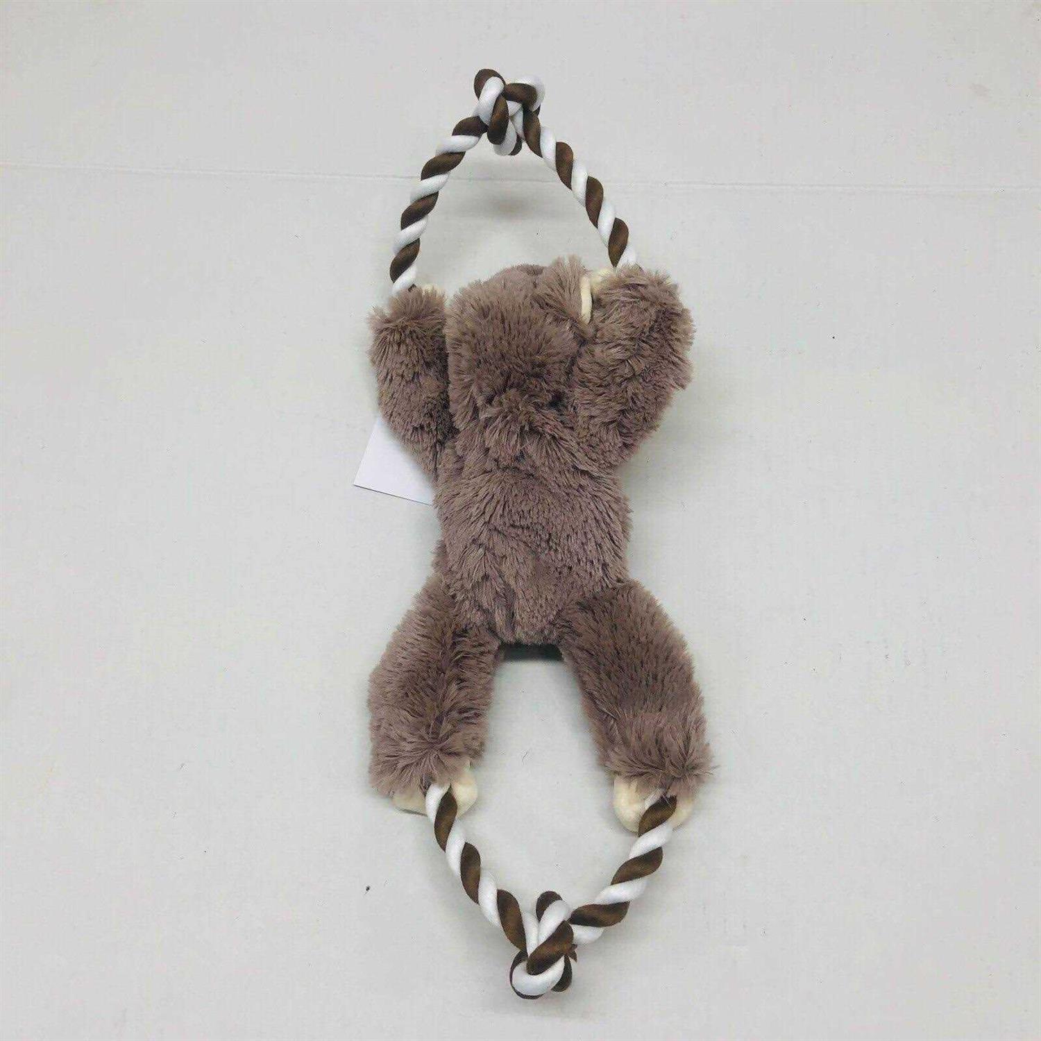 Frisco Monkey Plush with Rope Squeaky Dog Toy - Healthber