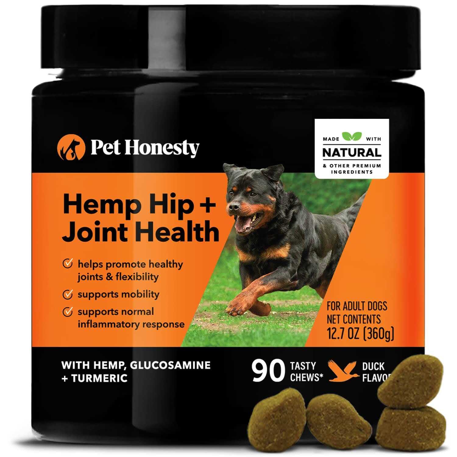 Pet Honesty Hemp Hip + Joint Health Soft Duck Chews for Dogs - Healthber