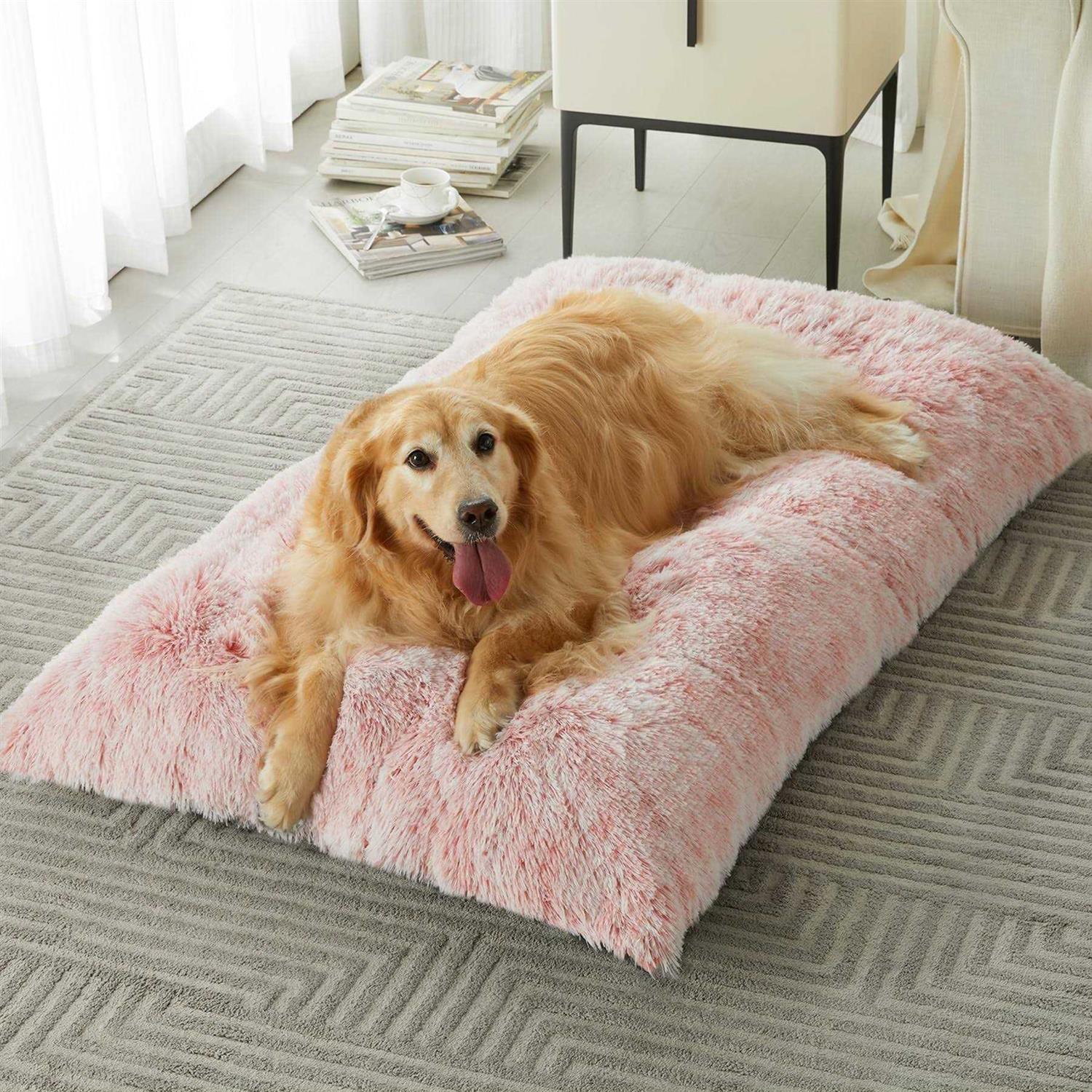 BFPETHOME Dog Beds for Large Dogs Plush Dog Crate Bed Fluffy Cozy Kennel Pad for Sleeping &Ease Anxiety - Healthber