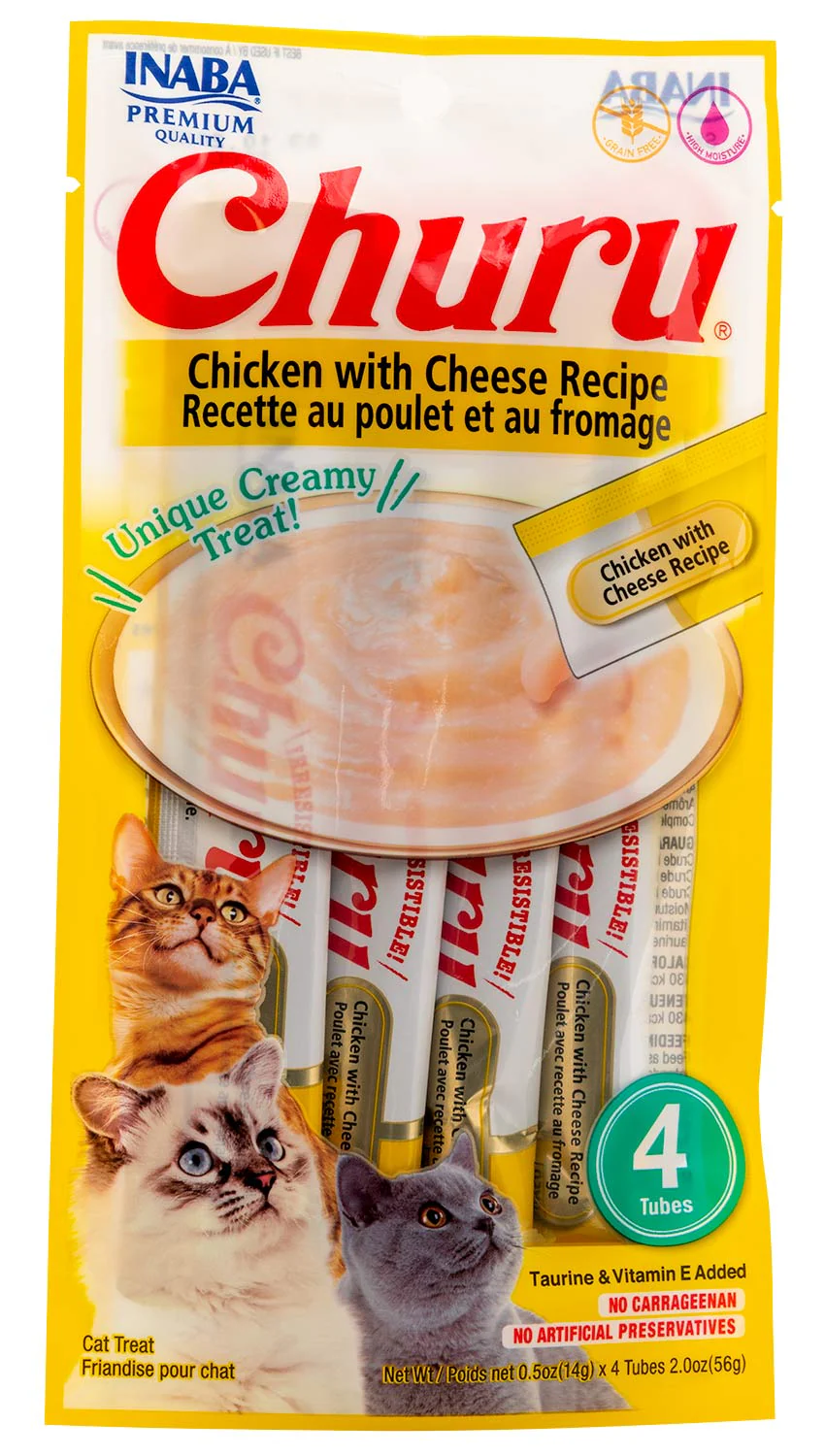 Churu Chicken with Cheese Puree Lickable Cat Treat, 4 pk - Healthber